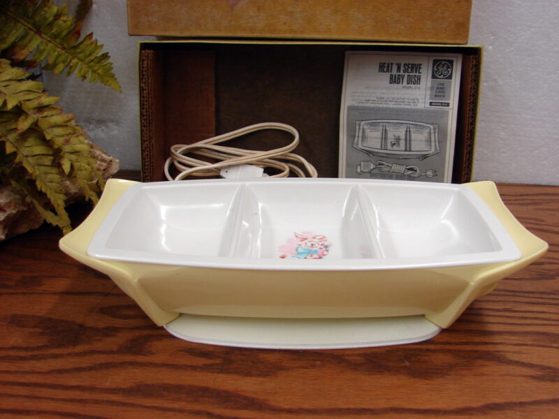 Vintage GE Oil Filled Electric Heat N Serve Baby Food Serving Warmer Dish w/ Box Tested, Moose-R-Us.Com Antiques Collectibles Log Cabin Decor
