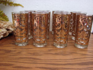 Vintage Signed Georges Briard Spanish Gold Highball Glass Set/12 Like New