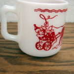 Vintage MCM Hazel Atlas Red Circus Clown Childs Mug Milk Glass - Image 2