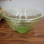 Vintage Vaseline Federal Glass Uranium Hazel Atlas Rolled Rim Square Bottom Mixing Bowl