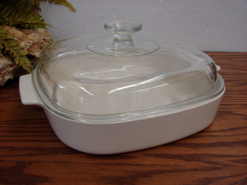 Vintage Corning Ware Off White Simple Oven Microwave Accessories, Moose-R-Us.Com Antiques Collectibles Log Cabin Decor