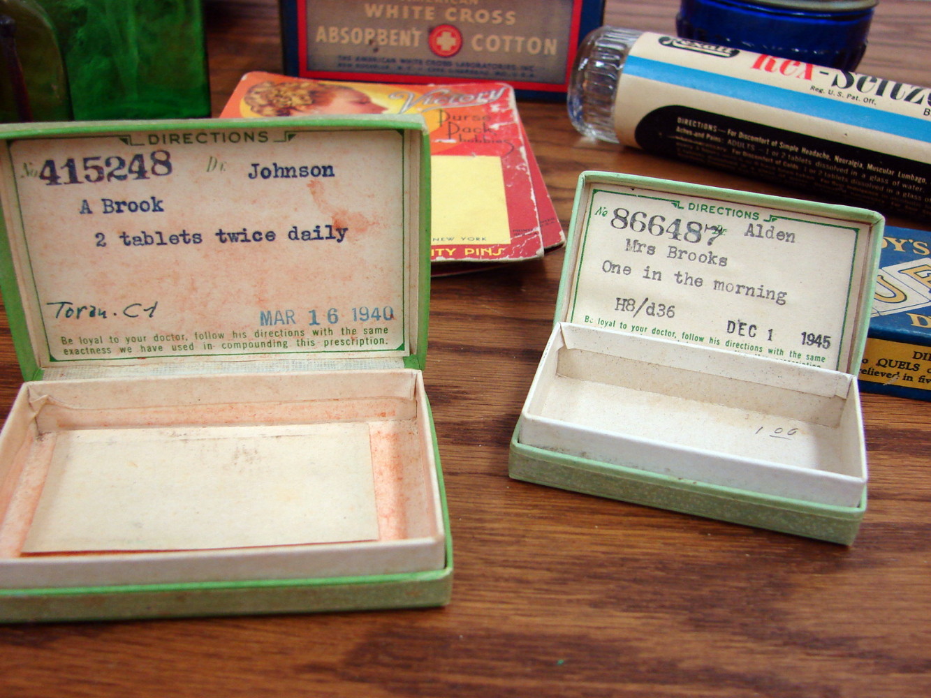 Vintage Medicine Cabinet Contents Bathroom Bottles Empty Prescription Beauty Aides - Image 2