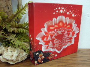 Retired Mikasa Satin Christmas Winter Scene Star Shaped Frosted Bowl Sternteller Germany