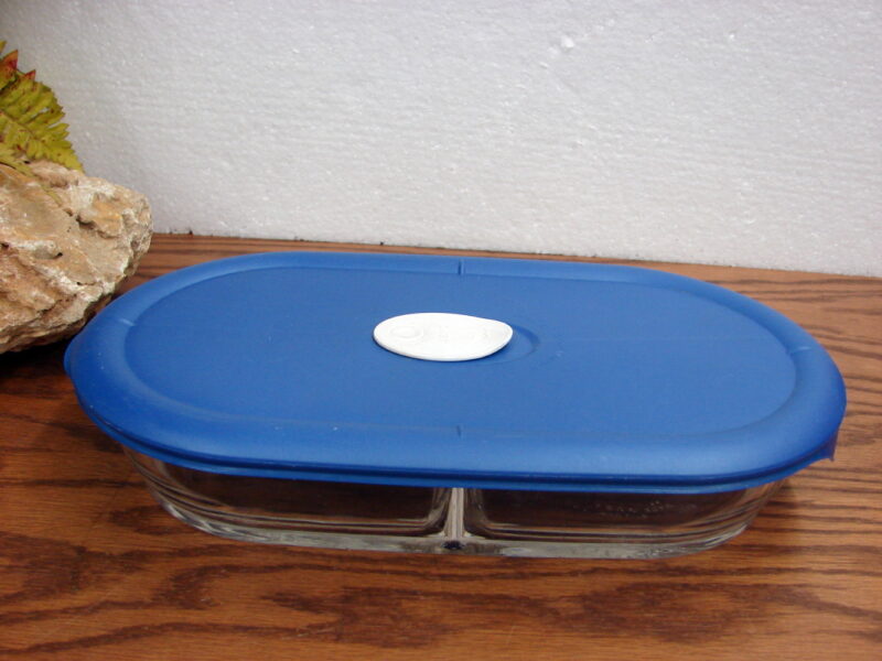 Newer Pyrex #8301 Divided Storage Vented Lid Glass Container 5 1/2 Cups, Moose-R-Us.Com Log Cabin Decor