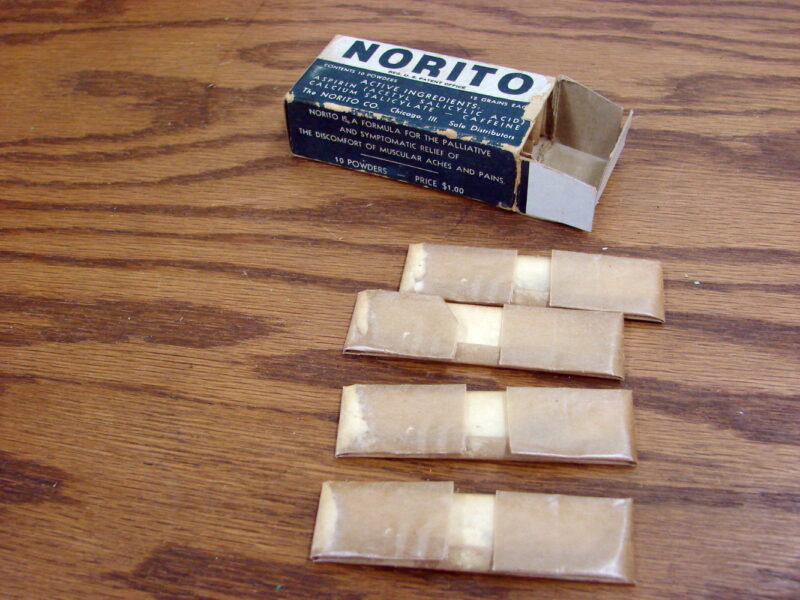 Vintage Norito Co Headache Powder Aspirin Caffeine Pharmaceutical Collectable, Moose-R-Us.Com Log Cabin Decor