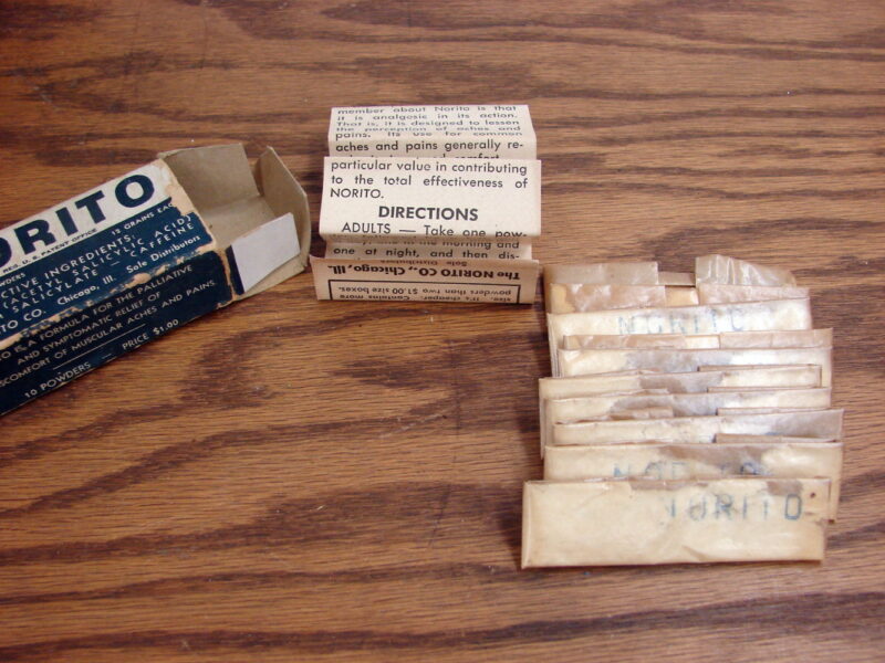 Vintage Norito Co Headache Powder Aspirin Caffeine Pharmaceutical Collectable, Moose-R-Us.Com Log Cabin Decor
