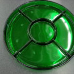 Vintage Emerald Glo Paden City 5 Part Relish Divided Tray Atomic Snowflakes