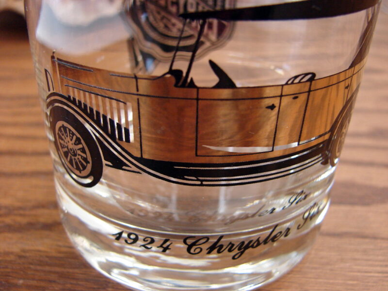 Vintage Black Gold Chrysler Plymouth 1920&#8217;s Car Old Fashion Rocks Glass Set/6, Moose-R-Us.Com Log Cabin Decor