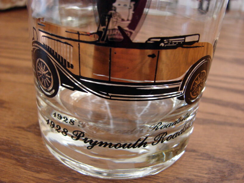 Vintage Black Gold Chrysler Plymouth 1920&#8217;s Car Old Fashion Rocks Glass Set/6, Moose-R-Us.Com Log Cabin Decor