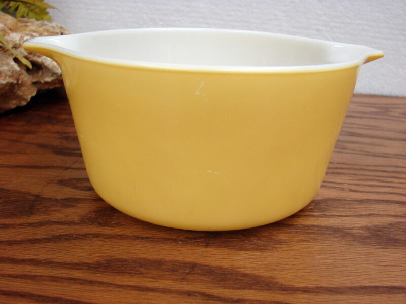 Vintage PYREX Sol Flower Butter Yellow #473 Casserole Bottom Only, Moose-R-Us.Com Antiques Collectibles Log Cabin Decor