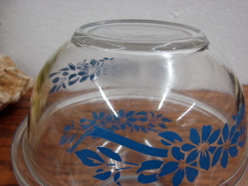 Vintage PYREX #322 Clear Blue Flowers Ribbon Round Mixing Bowl Set/2 ...