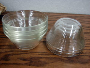 Vintage PYREX #445 Clear Glass Custard Cup Horizontal Lines Set/7