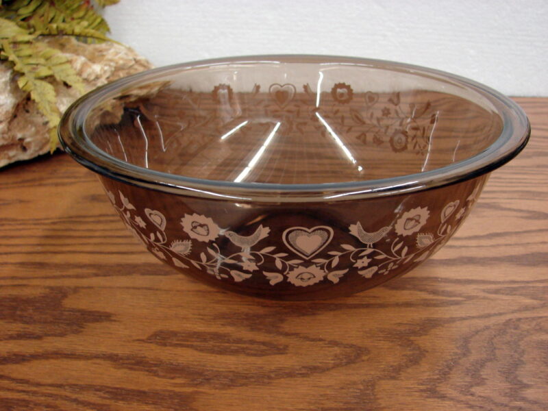 Vintage PYREX #325 Brown Tone Festive Harvest Needlepoint Mixing Bowl, Moose-R-Us.Com Log Cabin Decor