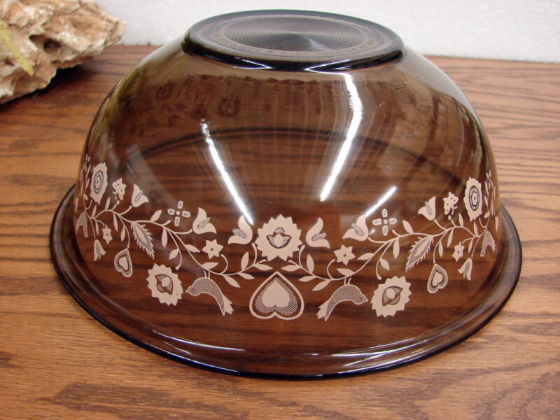 Vintage PYREX #325 Brown Tone Festive Harvest Needlepoint Mixing Bowl, Moose-R-Us.Com Log Cabin Decor