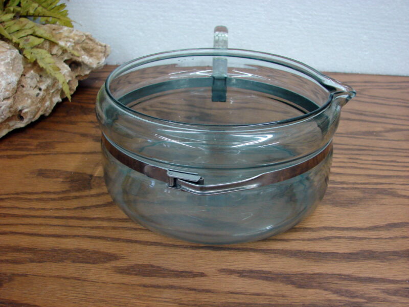 Vintage PYREX Flameware Blue Glass Spout Stove Top Pan w/ Handle, Moose-R-Us.Com Log Cabin Decor