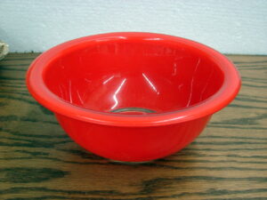 Vintage PYREX Clear Bottom Ringed Red #322 Mixing Nesting Bowl as is