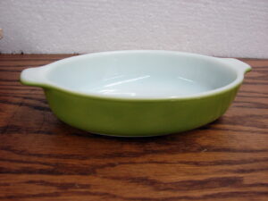 Vintage PYREX Verde Green #700 Au Gratin Small Oval Open Baker Dish