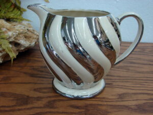 Vintage Sadler England Porcelain Cream Silver Swirl Pitcher 1540M