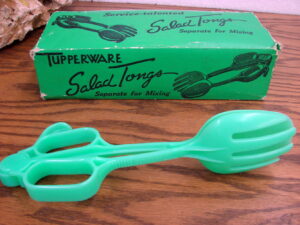 Vintage Tupperware Salad Tongs w/ Original Box Jadite Green
