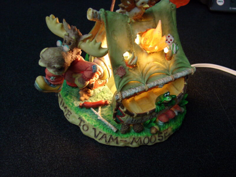 Enesco 1996 Time To Vam-Moose Lighted Camping Tent Night Light, Moose-R-Us.Com Log Cabin Decor