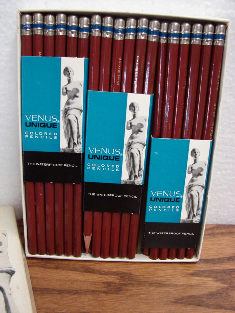 Vintage Box of Venus Waterproof Colored Pencils 35 pcs #1243 Rust Brown, Moose-R-Us.Com Log Cabin Decor
