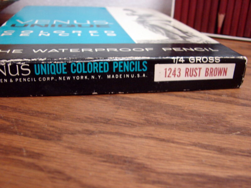 Vintage Box of Venus Waterproof Colored Pencils 35 pcs #1243 Rust Brown, Moose-R-Us.Com Log Cabin Decor
