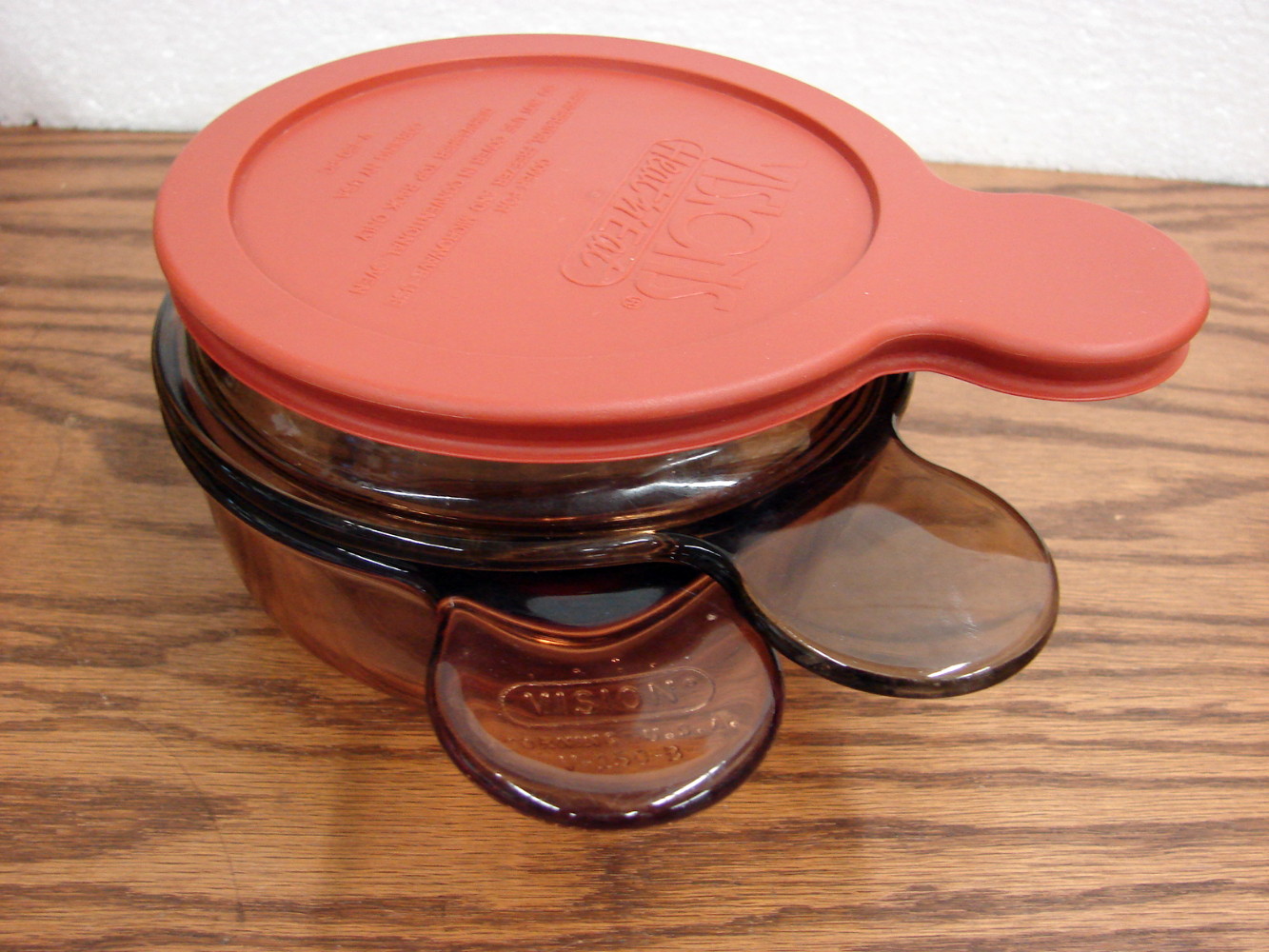 Vintage PYREX Amber Brown Visions V-150 Grab it w/ Glass and Storage Lid