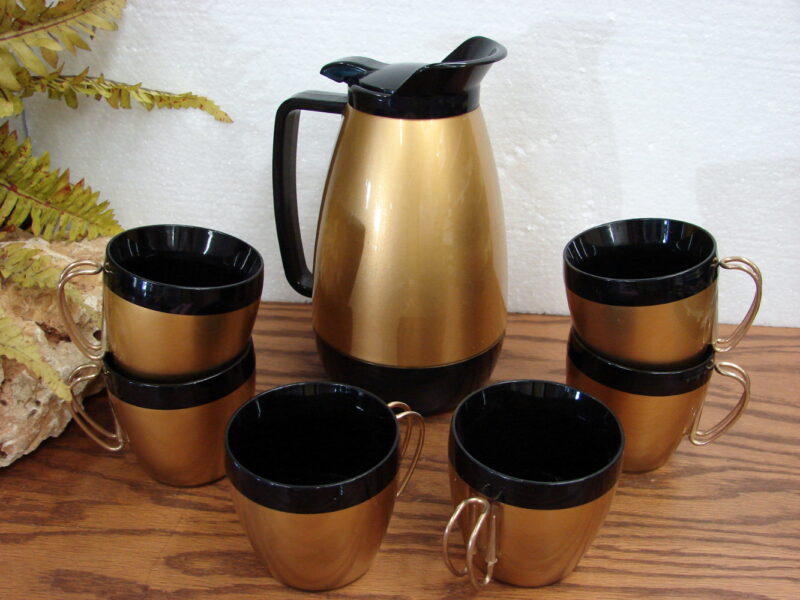 Vintage West Bend Thermo-Serv Coffee Serving 6 Cups Mugs Thermos Carafe, Moose-R-Us.Com Log Cabin Decor