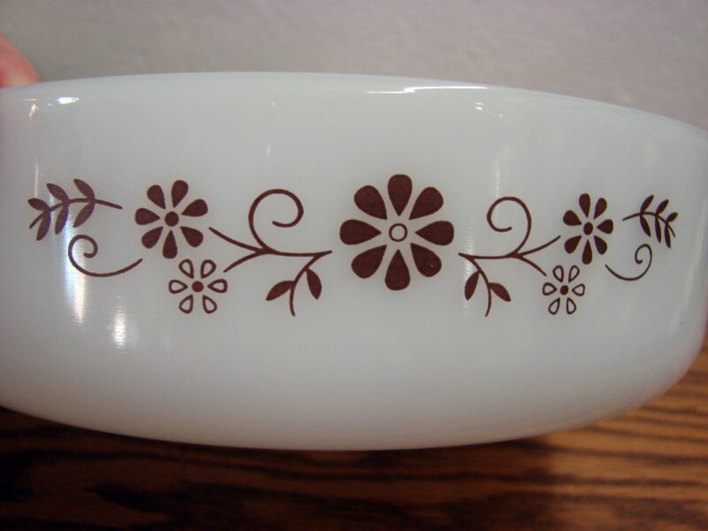 Vintage Dynaware Pyr-o-Rey Blue or Brown Flower Milk Glass Kitchen Accessories, Moose-R-Us.Com Antiques Collectibles Log Cabin Decor