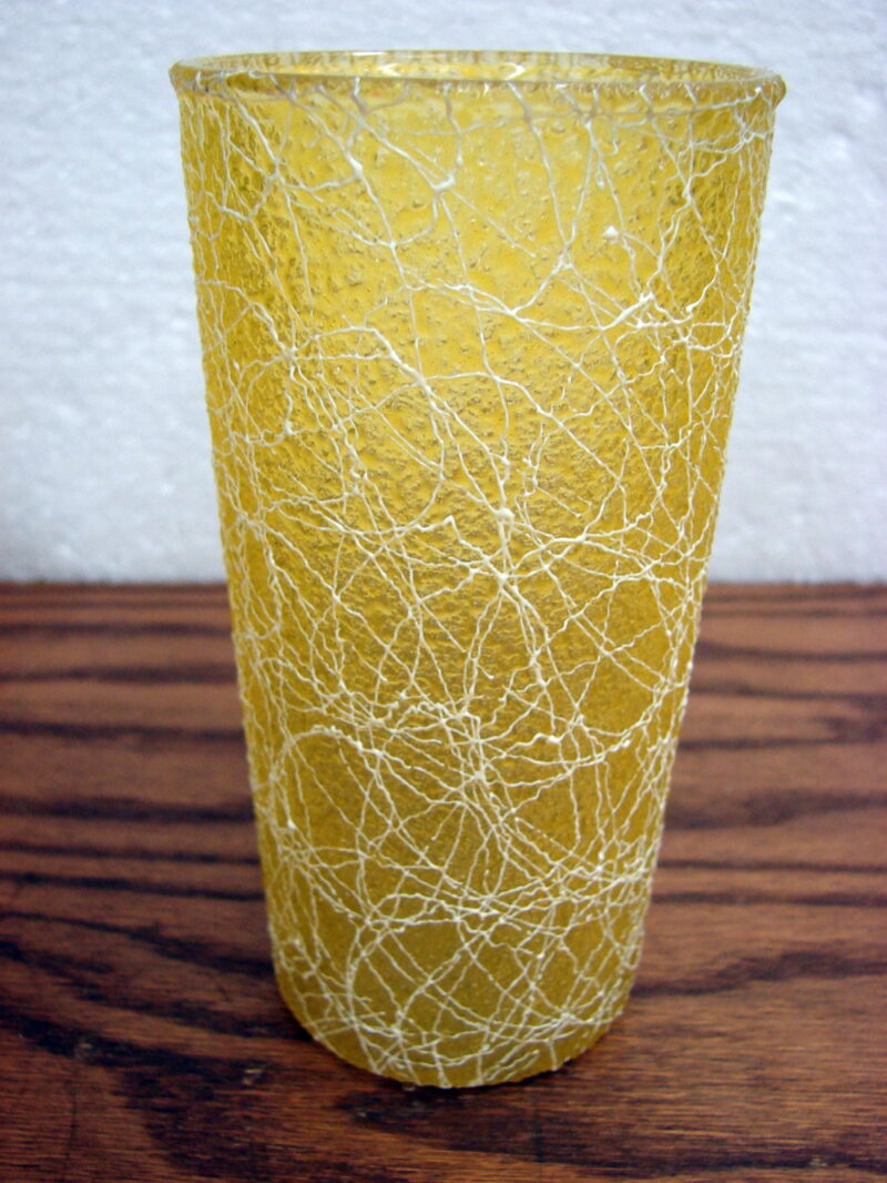 Vintage Color Craft Spaghetti String MCM 12 oz Drinking Glass Yellow, Moose-R-Us.Com Log Cabin Decor