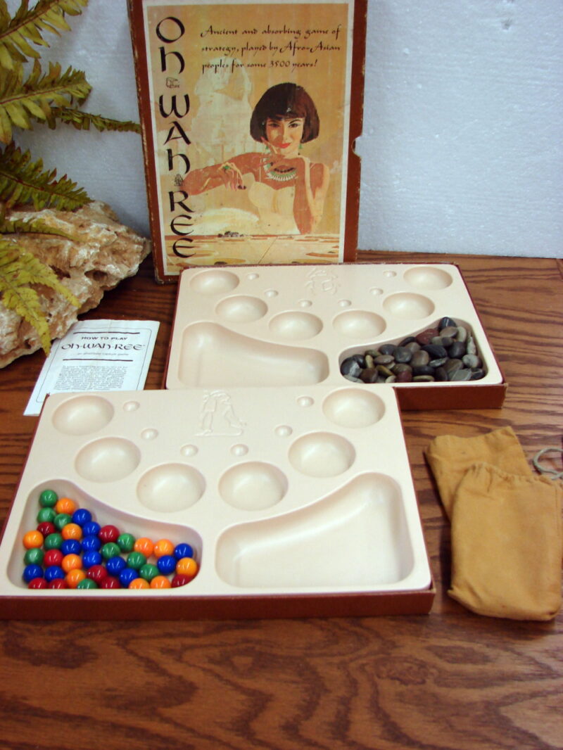 Vintage 3-M Minnesota Mining 1962 Bookshelf Game Oh-Wah-Ree Marbles Pebbles, Moose-R-Us.Com Antiques Collectibles Log Cabin Decor