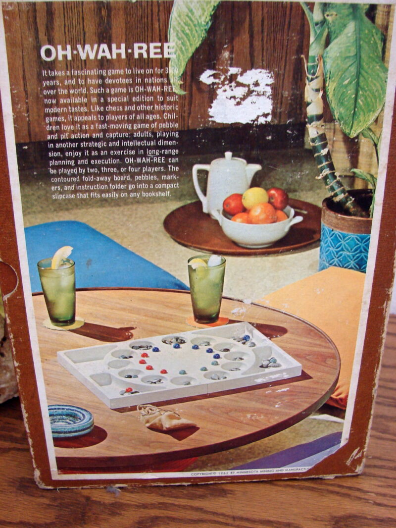Vintage 3-M Minnesota Mining 1962 Bookshelf Game Oh-Wah-Ree Marbles Pebbles, Moose-R-Us.Com Antiques Collectibles Log Cabin Decor