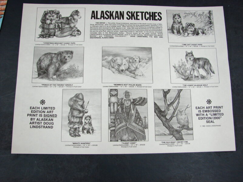 Alaskan Sketches Doug Lindstrand Limited Edition Art Tlingit Chief Signed Seal, Moose-R-Us.Com Log Cabin Decor