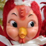 Vintage MCM Columbia Rubber Face Plush Rooster Chicken Plush Toy Pair - Image 3