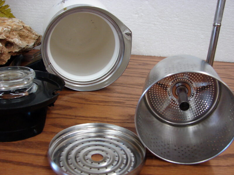 Vintage Corning Ware Black Starburst Atomic Coffee Percolator 6 Cup CorningWare, Moose-R-Us.Com Log Cabin Decor
