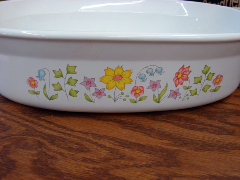 Vintage Corning Ware Meadow Oven Microwave Accessories Spring Flowers, Moose-R-Us.Com Log Cabin Decor