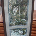 Derk Hansen Oak Framed Matted Eyes of the Wild Winter Wolf Weasel Double Print