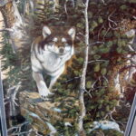 Derk Hansen Oak Framed Matted Eyes of the Wild Winter Wolf Weasel Double Print - Image 2