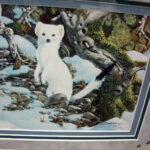 Derk Hansen Oak Framed Matted Eyes of the Wild Winter Wolf Weasel Double Print - Image 4