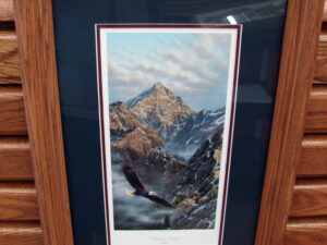 Rick Kelley Framed Matted Artwork Liberty's Flight Statue of Liberty in Mountain Eagle