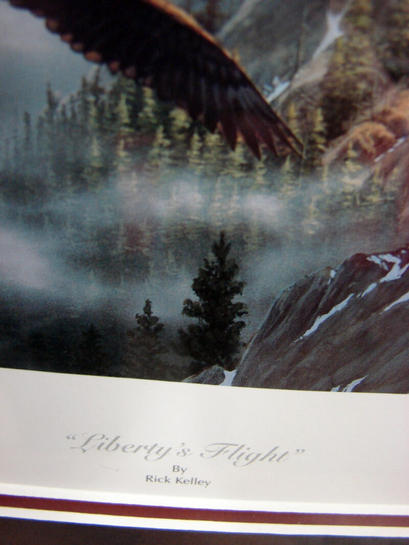 Rick Kelley Framed Matted Artwork Liberty&#8217;s Flight Statue of Liberty in Mountain Eagle, Moose-R-Us.Com Log Cabin Decor