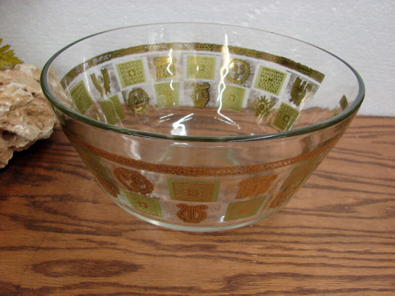 Vintage Gold Leaf Georges Briard Signed Oversized Bowl Fruit Salad Popcorn, Moose-R-Us.Com Log Cabin Decor