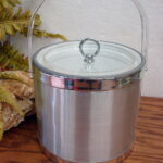 Vintage MCM Silver Foil Georges Briard Signed Ice Bucket Retro Barware