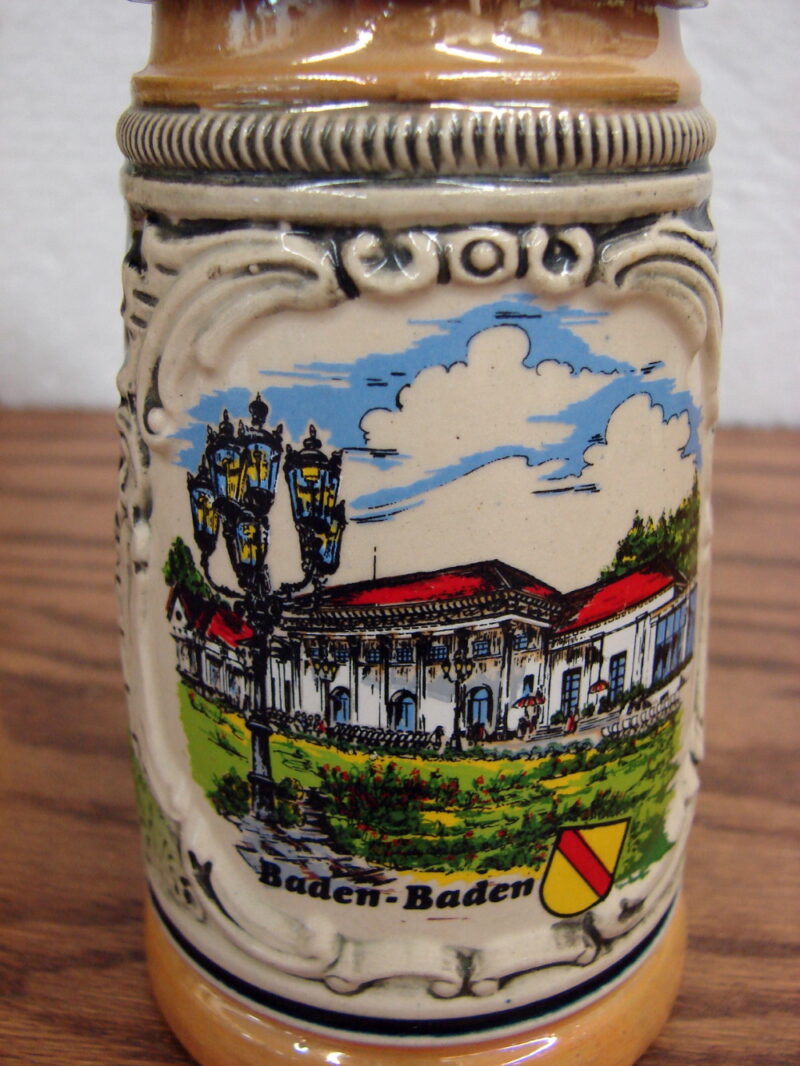 Antique Vintage Stoneware Glass German Stein with Lid Beer Steins Book, Moose-R-Us.Com Log Cabin Decor