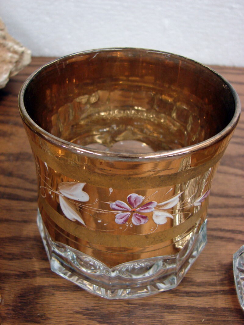 Vintage MCM 24kt Gold Pink White Flower Sugar Creamer Spooner Butter w/ Lid Set, Moose-R-Us.Com Log Cabin Decor