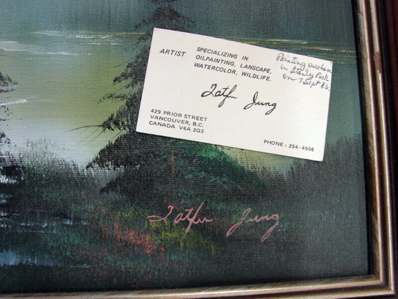 Jung Original Painting Framed Artwork Mountains Lake Cottage, Moose-R-Us.Com Log Cabin Decor