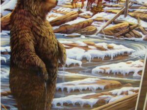Lane Kendrick Framed Matted Artwork Grizzly Bear Mountain Men Horses River
