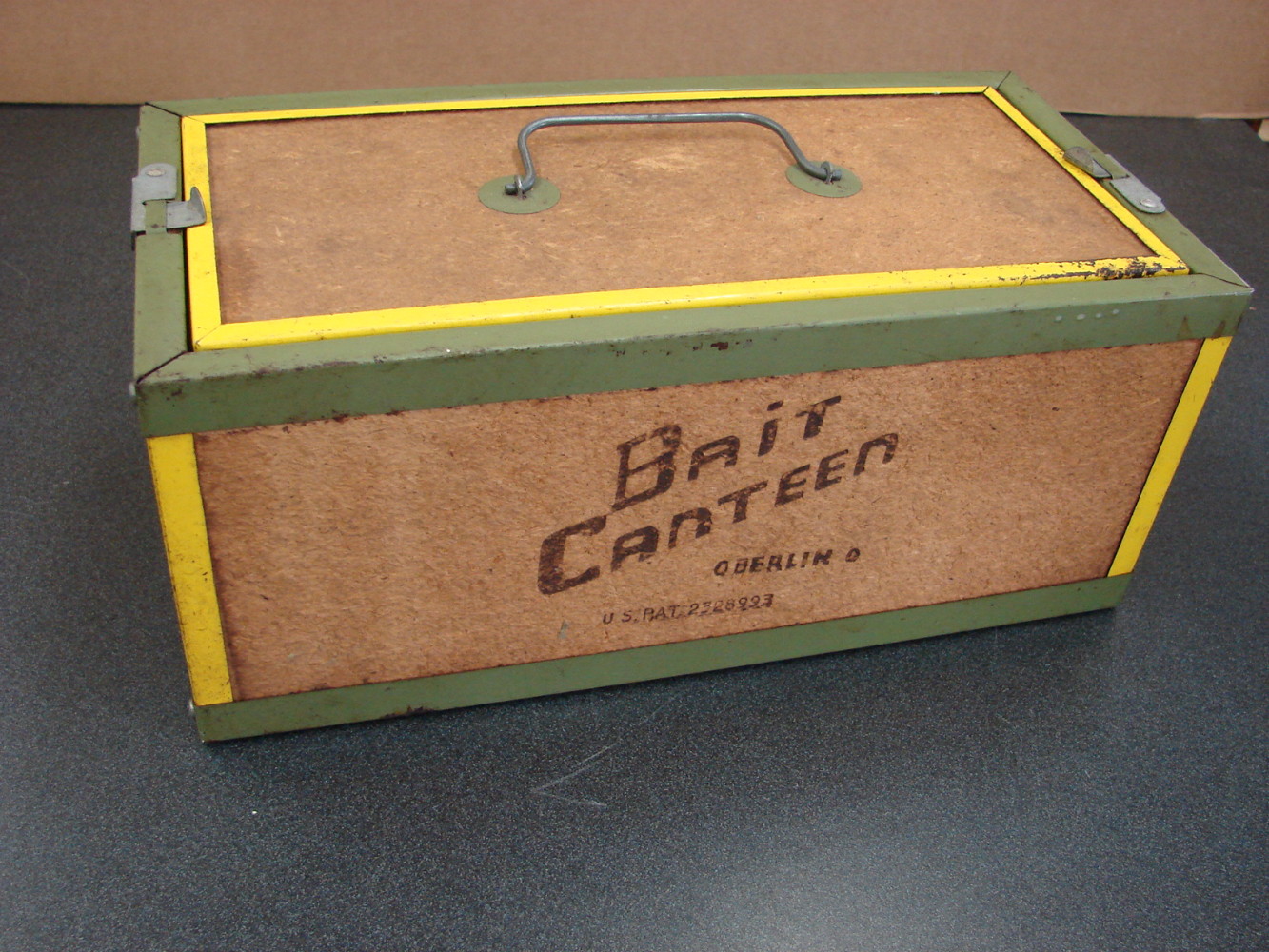 Vintage Extra Long 14 Oberlin Cricket Worm Bucket Paper Pulp Bait Canteen  -  Log Cabin Decor
