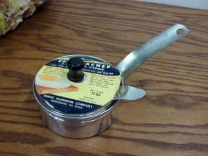 Vintage Mirro Aluminum Single Egg Poacher Baby Food Warmer S-2540 Label