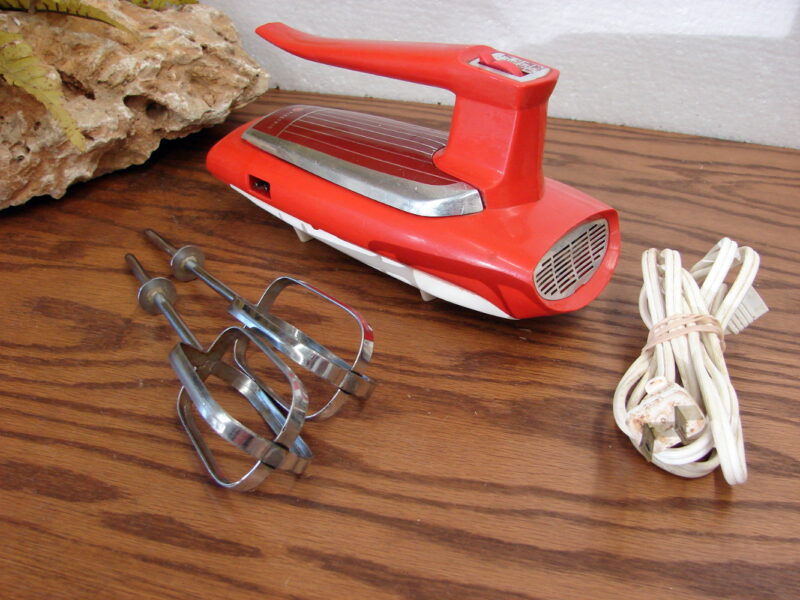 Vintage GE MCM Orange Retro Atomic Grill Hand Mixer Tested Complete, Moose-R-Us.Com Log Cabin Decor